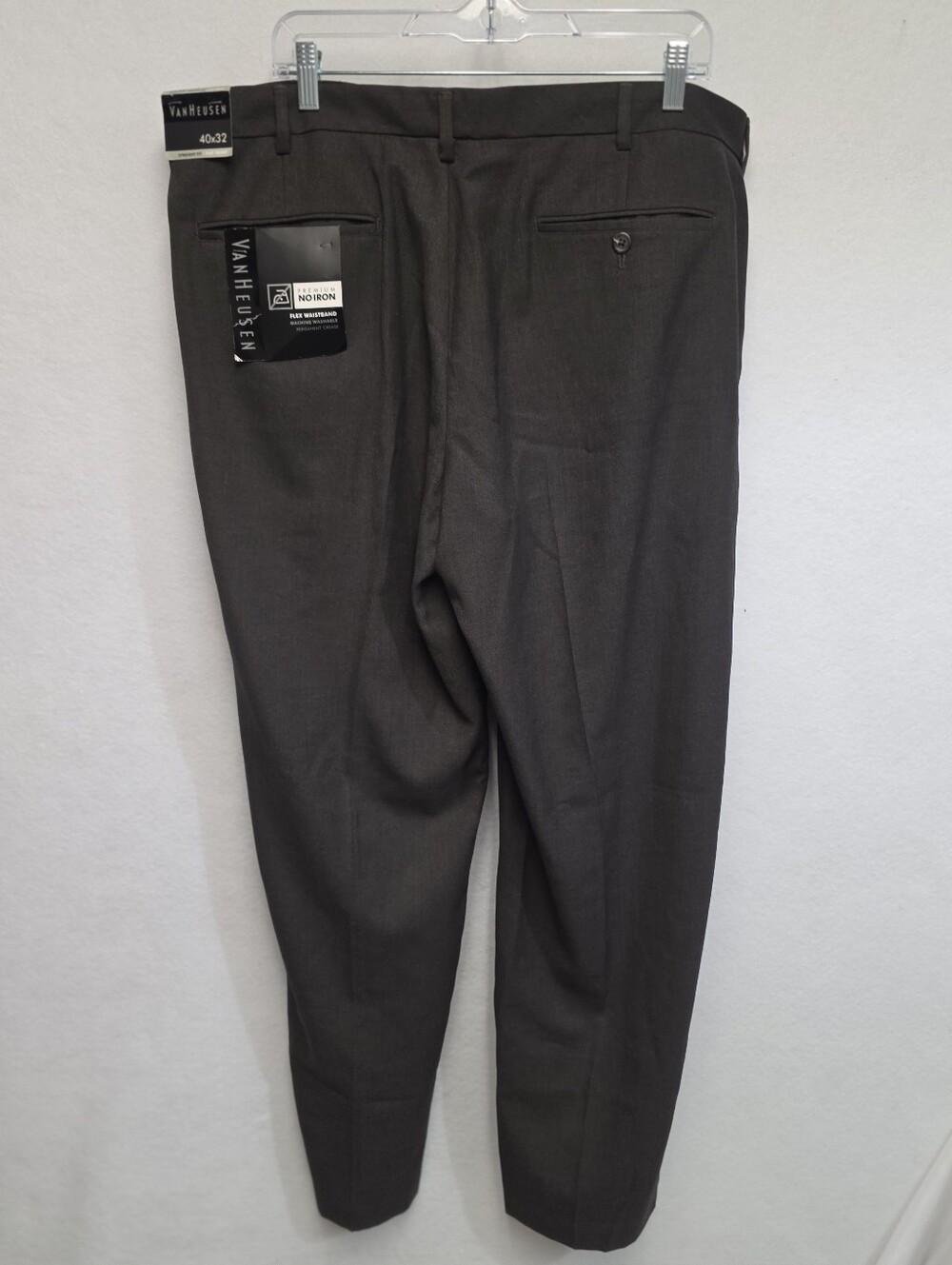 Van Heusen Straight Fit Flat Front Mens Size 40 X 32 Dress Pants in Brown - Picture 16 of 16